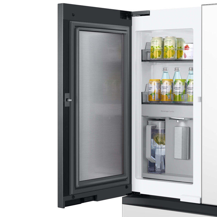 36" White and Orange Glass French Door Refrigerator with Ice Maker