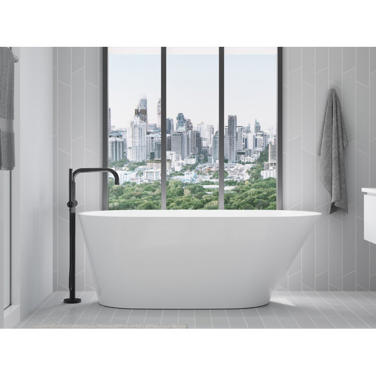 Brazn 66" White Acrylic Freestanding Soaking Tub
