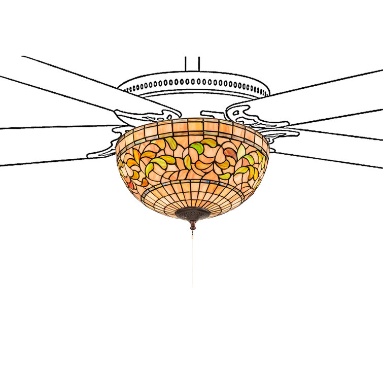 Autumn Gold Tiffany-Inspired 16" Ceiling Fan Light Fixture