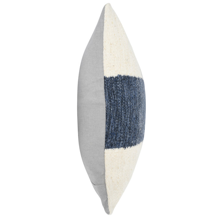 22" Blue and Gray Polyester Square Throw Pillow