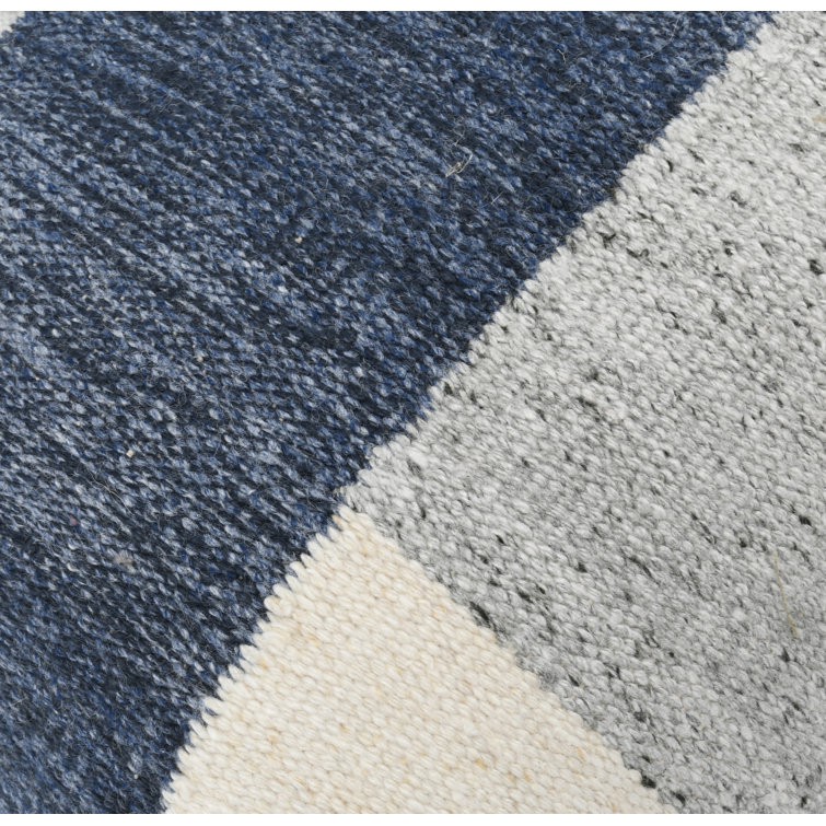 22" Blue and Gray Polyester Square Throw Pillow