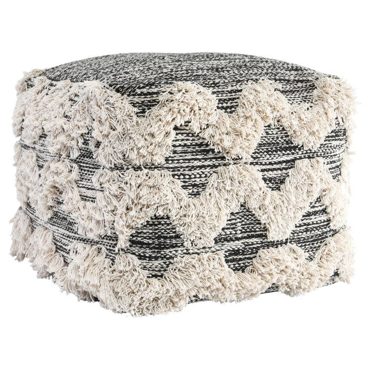 Kadin 18'' Black and White Cotton Pouf