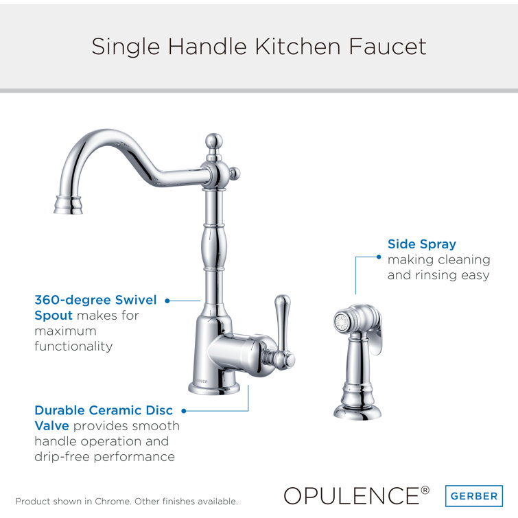 Satin Black Traditional Single Handle Kitchen Faucet with Side Spray