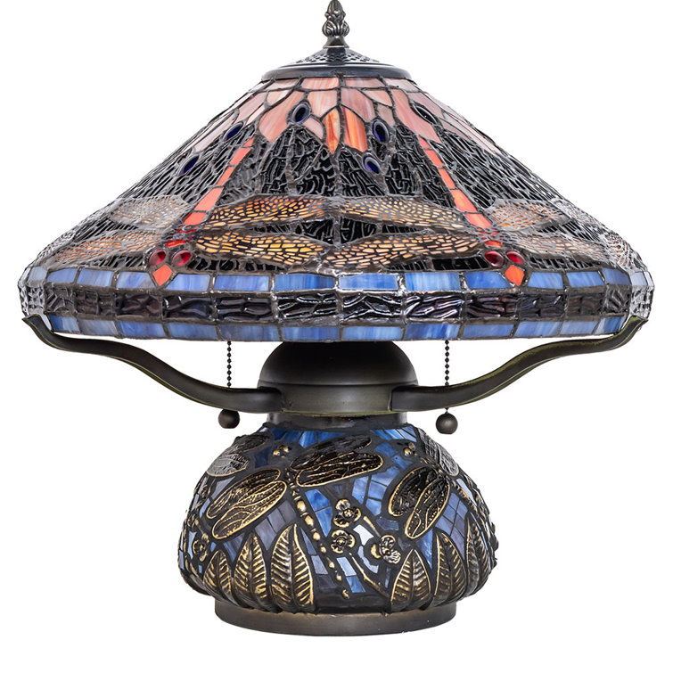 Bronze Dragonfly Cone 16" Tiffany Table Lamp