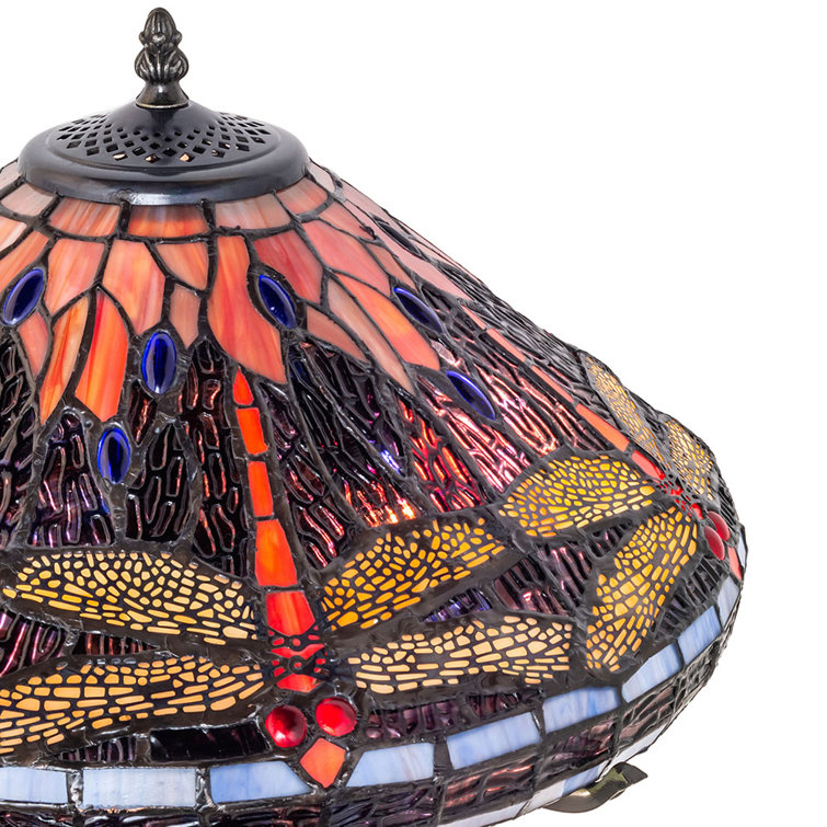 Bronze Dragonfly Cone 16" Tiffany Table Lamp