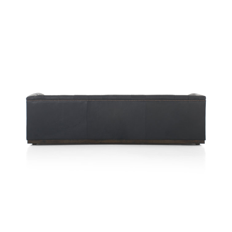 Heirloom Black Tufted Leather Sofa with Nailhead Trim
