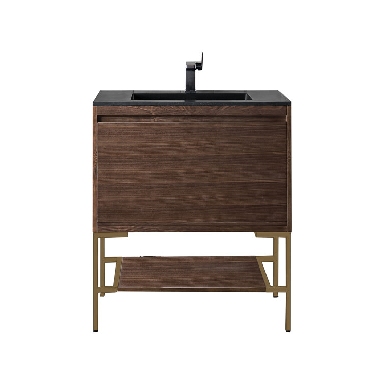 Milan 32" Modern Grey Glossy Single Vanity with White Top