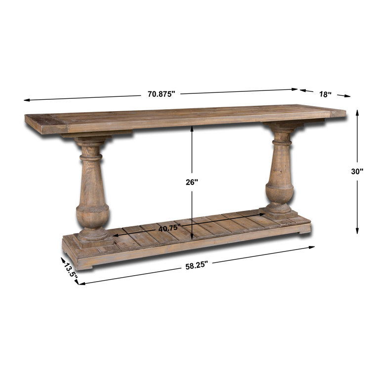 Stony Gray Wash 71'' Salvaged Fir Lumber Console Table with Storage