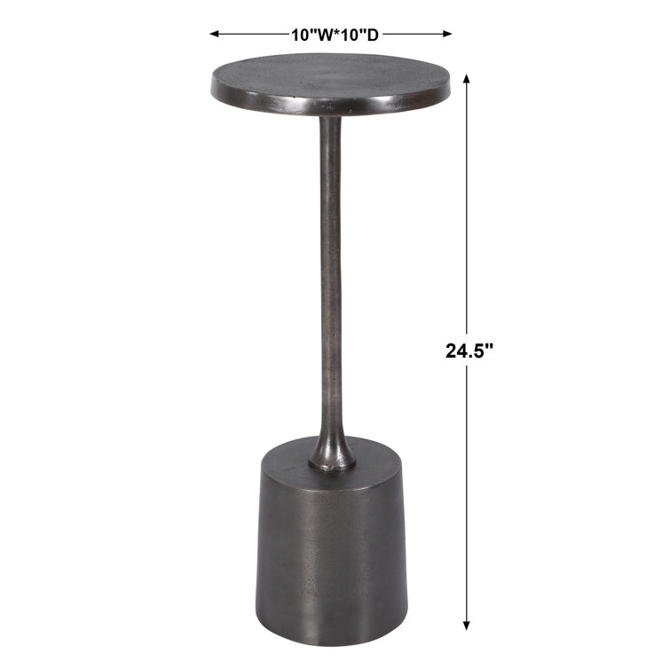 Nickel Silver Round Aluminum Pedestal End Table