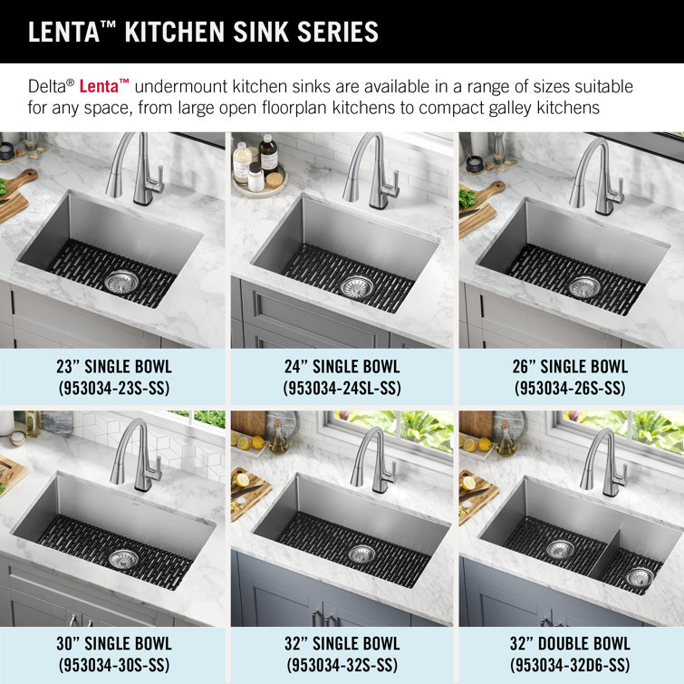 Delta Lenta 32" Satin Stainless Steel Double Bowl Undermount Kitchen Sink