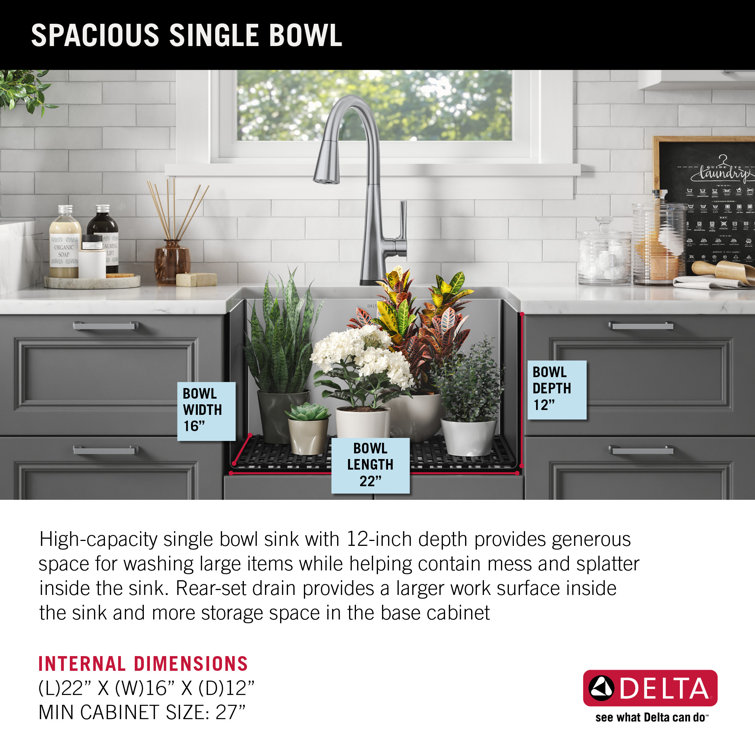 24-inch Stainless Steel Undermount Single Bowl Utility Sink