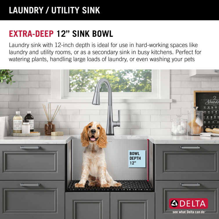 24-inch Stainless Steel Undermount Single Bowl Utility Sink