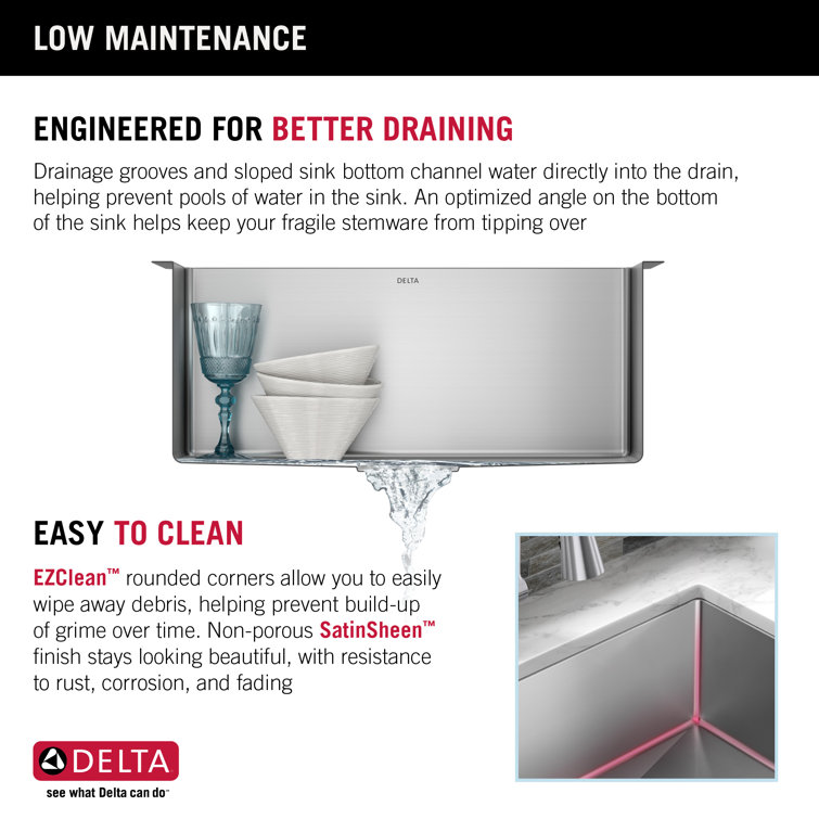 Delta 23-inch Stainless Steel Undermount Single Bowl Kitchen Sink