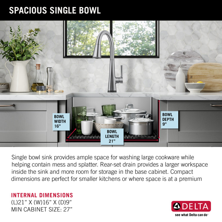 Delta 23-inch Stainless Steel Undermount Single Bowl Kitchen Sink