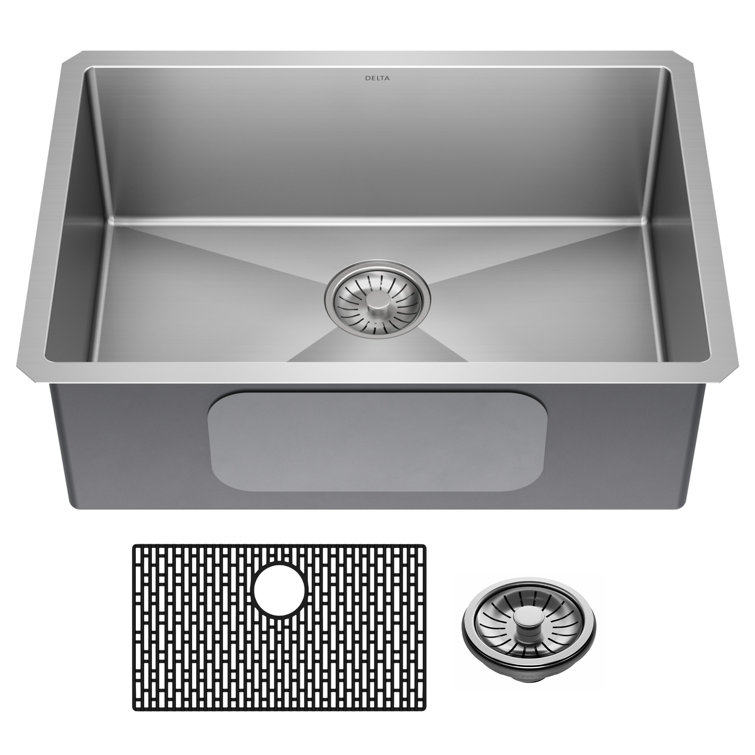 26" Satin Stainless Steel Undermount Single Bowl Kitchen Sink