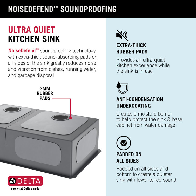Delta Lenta 32" Satin Stainless Steel Double Bowl Undermount Kitchen Sink