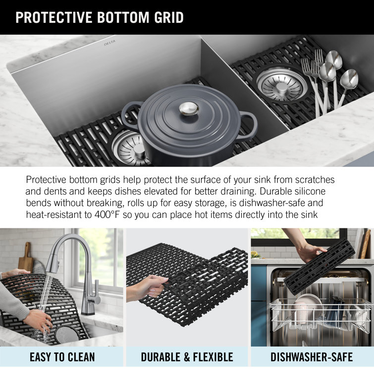 Delta Lenta 32" Satin Stainless Steel Double Bowl Undermount Kitchen Sink
