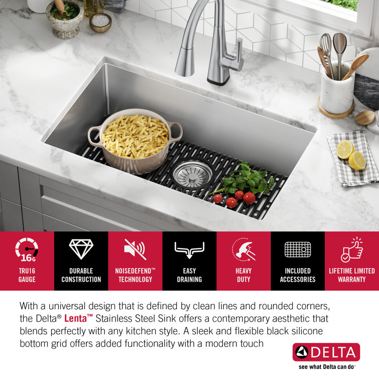 Delta 30" Stainless Steel Single Bowl Undermount Kitchen Sink
