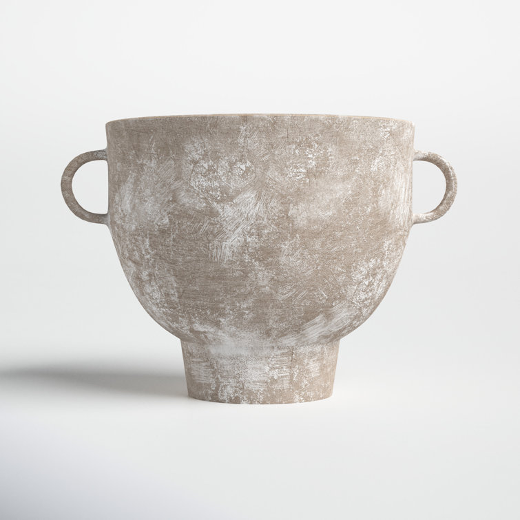 Rustic Brown Ceramic Decorative Table Vase with Handles