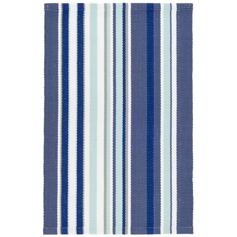 Marine Indigo Stripe Handwoven Synthetic Rug 2' x 3'