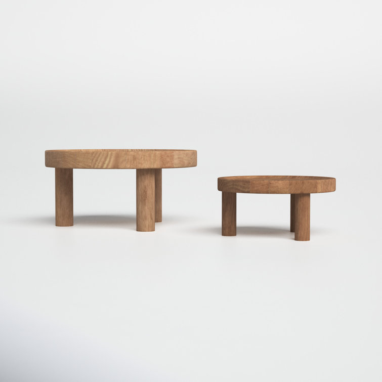 Rustic Dark Brown Wood Plant Stands - Set of 2