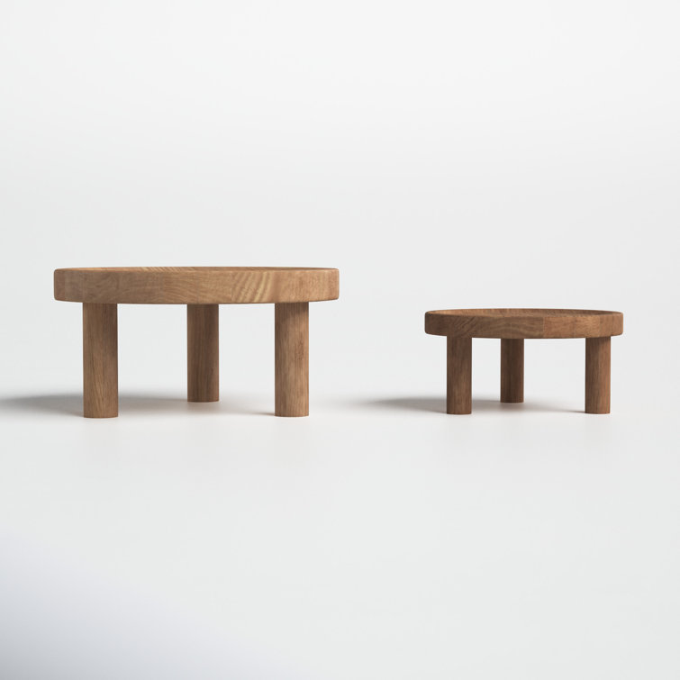 Rustic Dark Brown Wood Plant Stands - Set of 2