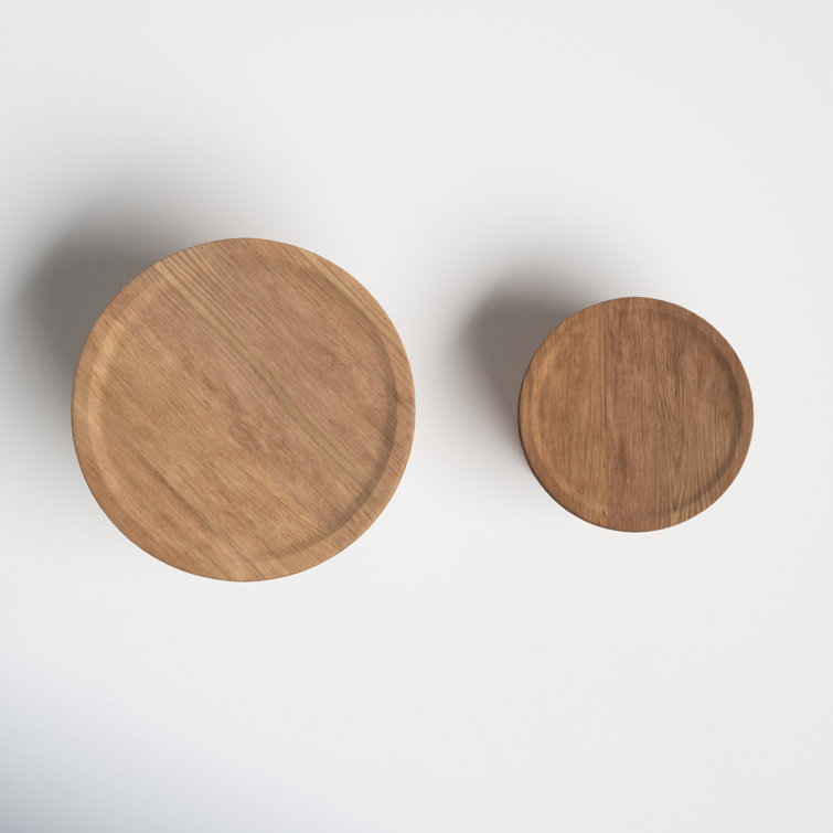 Rustic Dark Brown Wood Plant Stands - Set of 2