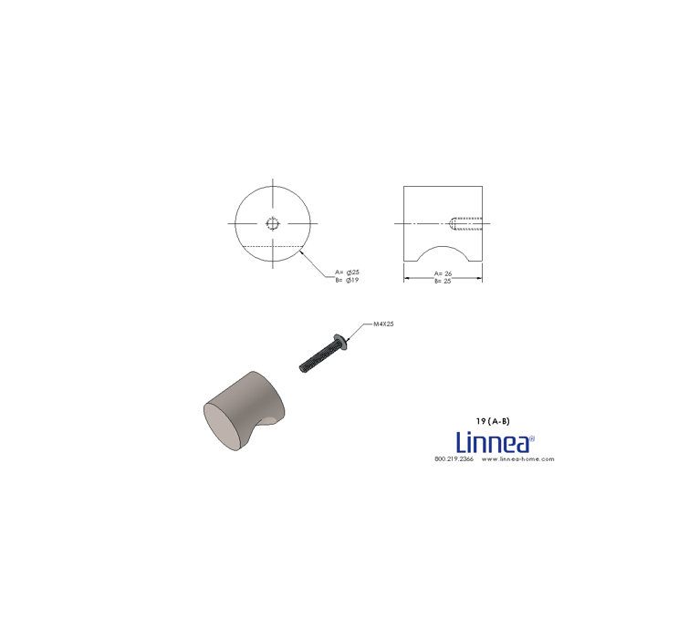 Satin Brass Cylindrical Knob with Brushed Finish