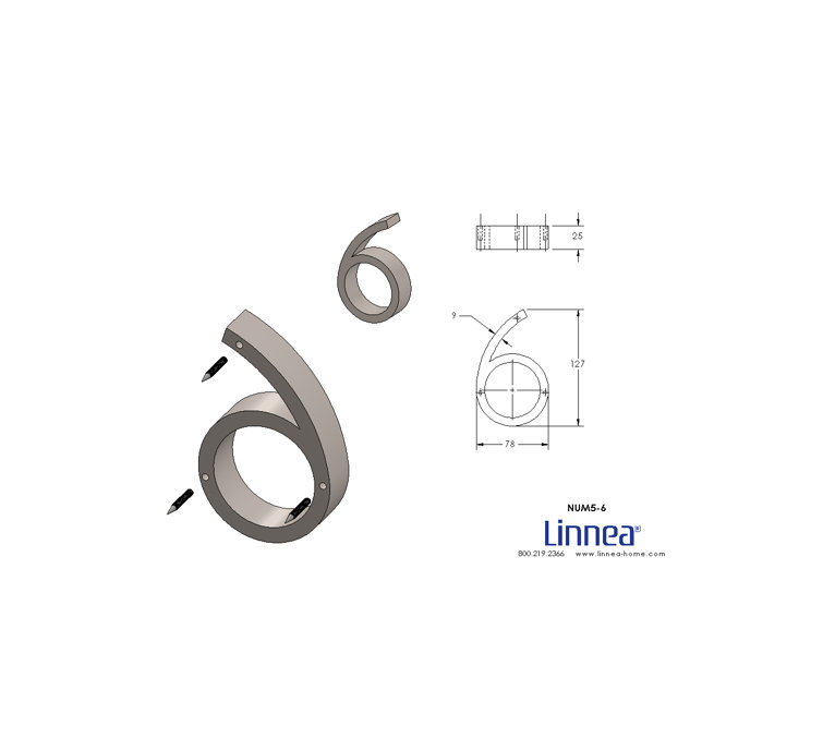 5" Satin Stainless Steel Floating House Number