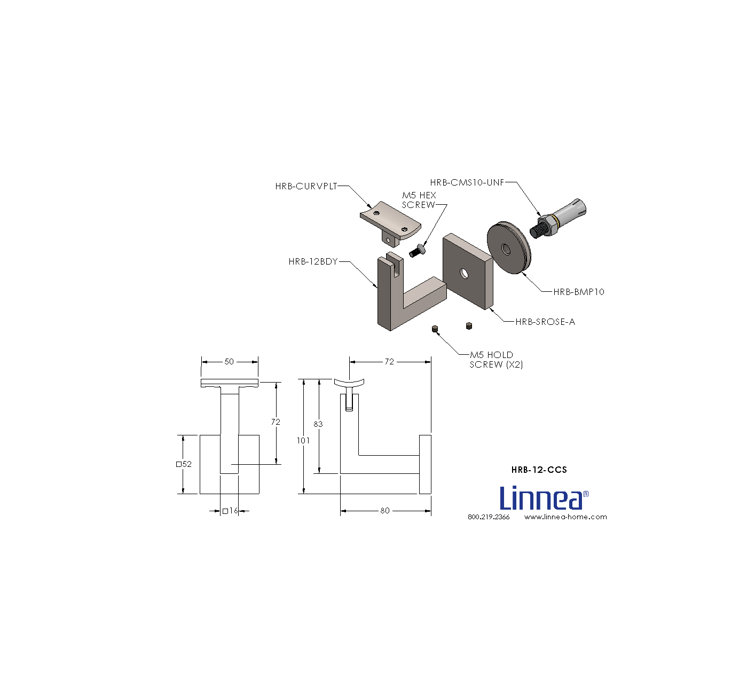 Satin Stainless Steel Square Rose Handrail Bracket