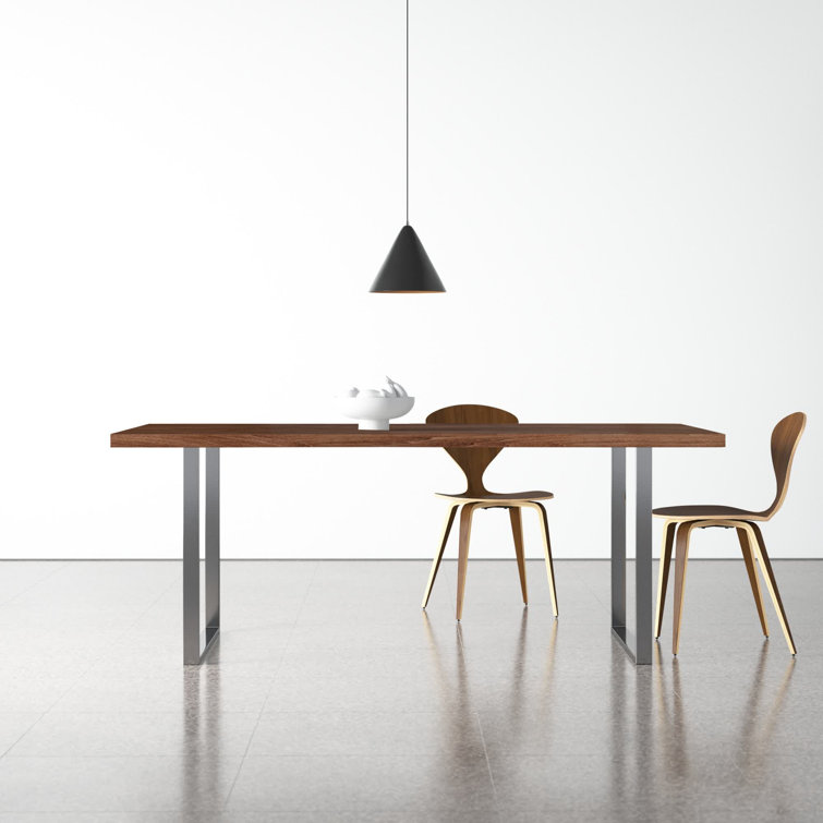 Walnut and Chrome Eight-Seater Modern Dining Table