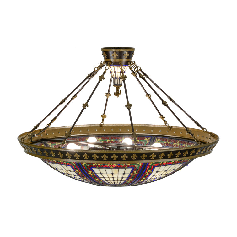 45" Multicolor Glass and Nickel Globe Pendant Light
