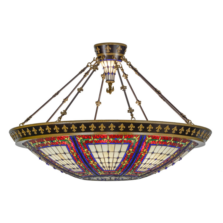 45" Multicolor Glass and Nickel Globe Pendant Light