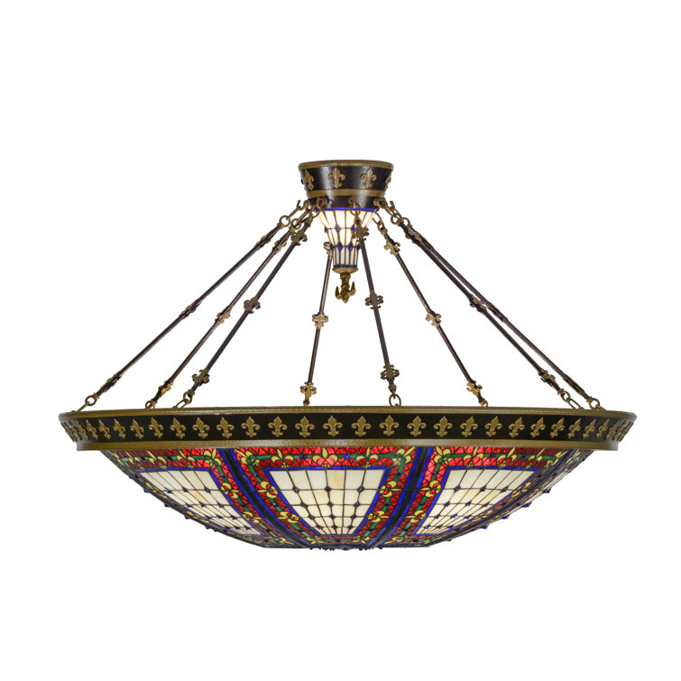 45" Multicolor Glass and Nickel Globe Pendant Light