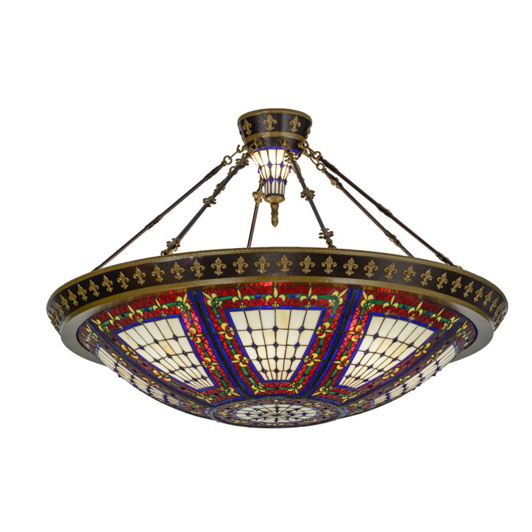 45" Multicolor Glass and Nickel Globe Pendant Light