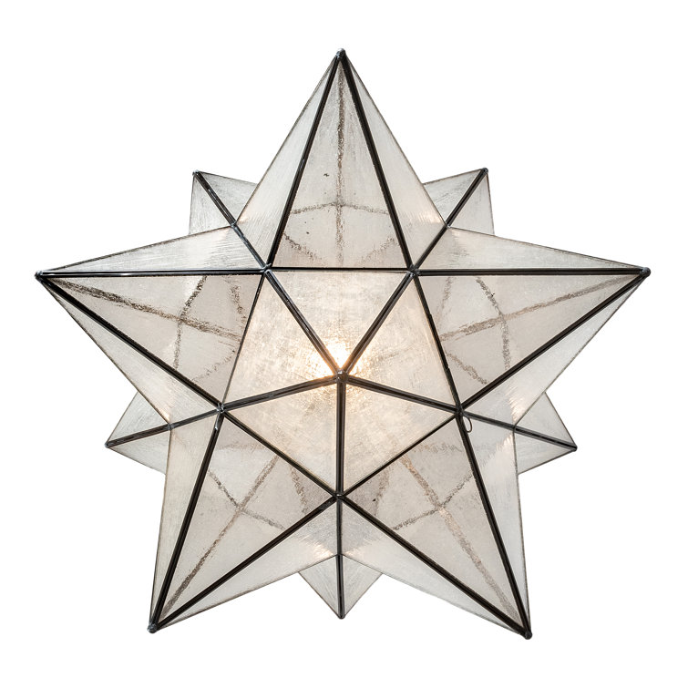 Craftsman Brown Moravian Star Seedy Glass Pendant Light