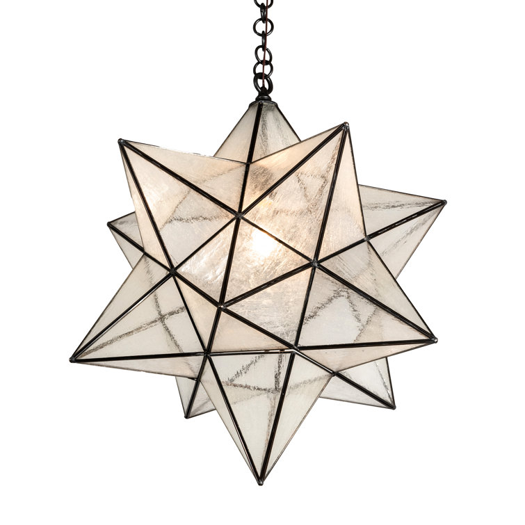 Craftsman Brown Moravian Star Seedy Glass Pendant Light