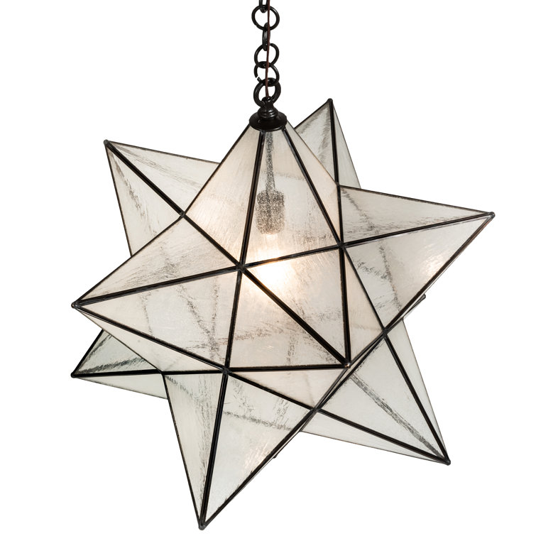 Craftsman Brown Moravian Star Seedy Glass Pendant Light