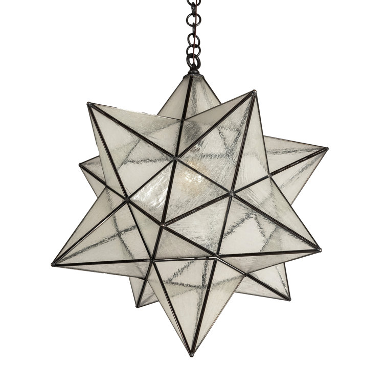 Craftsman Brown Moravian Star Seedy Glass Pendant Light