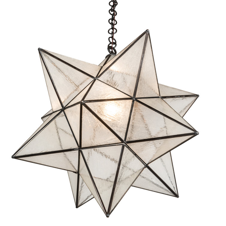 Craftsman Brown Moravian Star Seedy Glass Pendant Light
