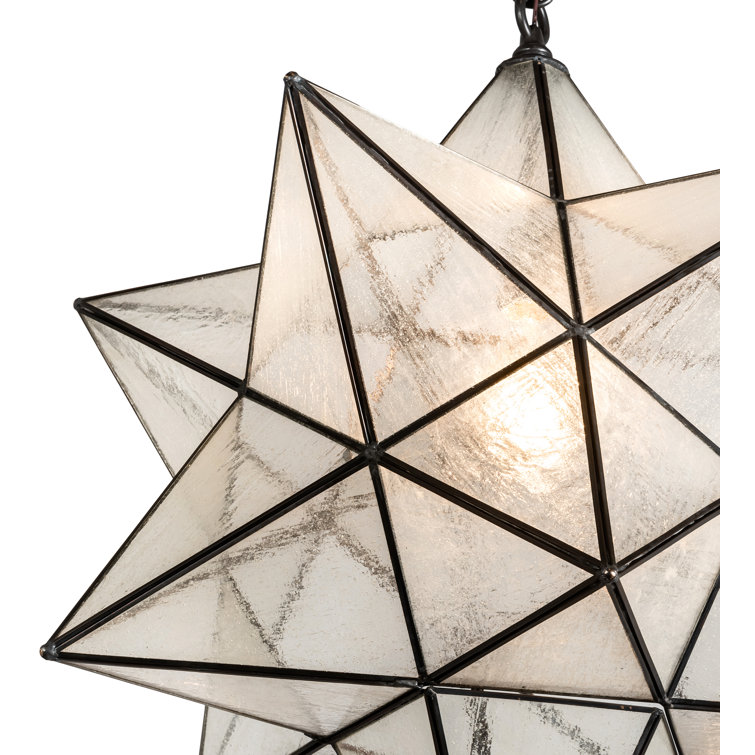 Craftsman Brown Moravian Star Seedy Glass Pendant Light