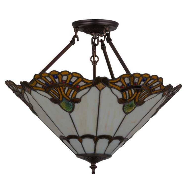 Tiffany Style 20" Bronze Glass Pendant Light