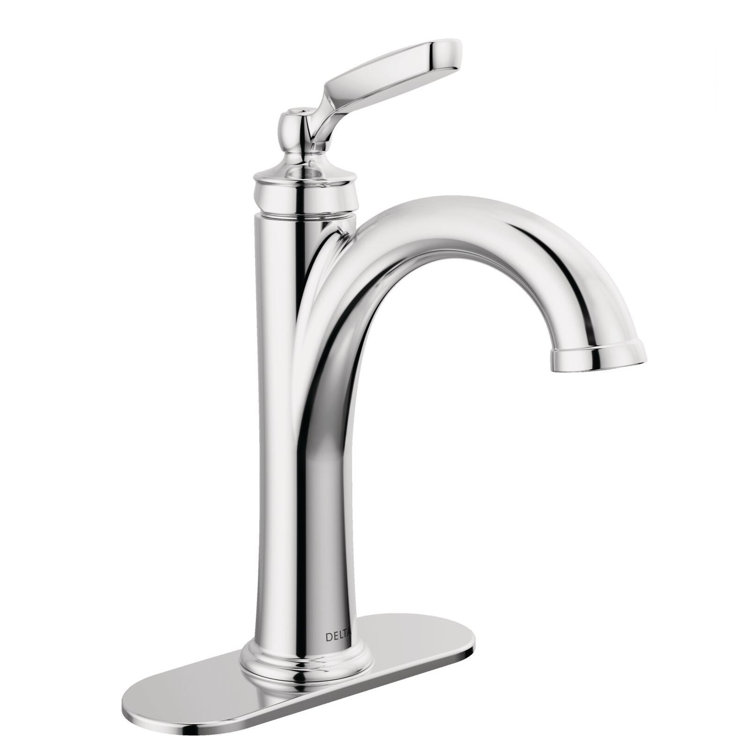 Chrome Single Handle Modern Bathroom Faucet with Drain Assembly