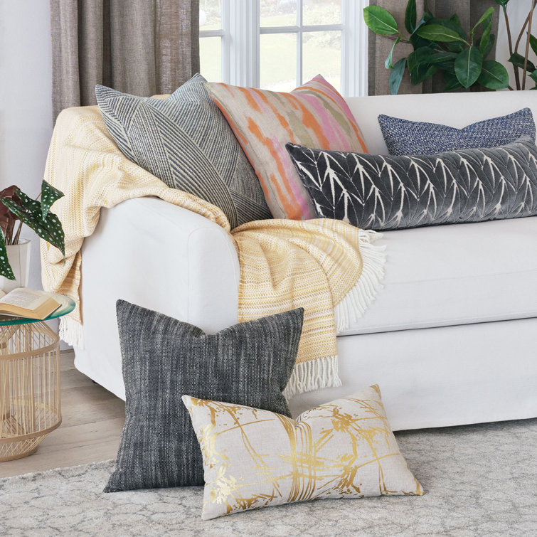 Bezel Blue and Taupe Striped Square Throw Pillow