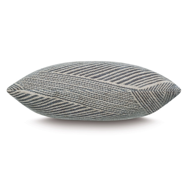 Bezel Blue and Taupe Striped Square Throw Pillow