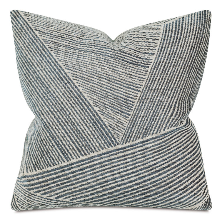 Bezel Blue and Taupe Striped Square Throw Pillow