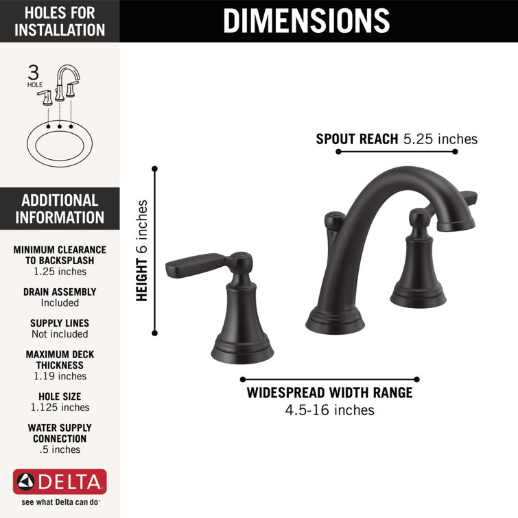 Elegant Matte Black 3-Hole Widespread Bathroom Faucet with Drain
