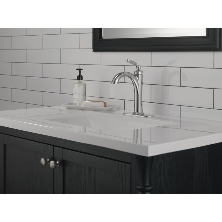 Chrome Single Handle Modern Bathroom Faucet with Drain Assembly