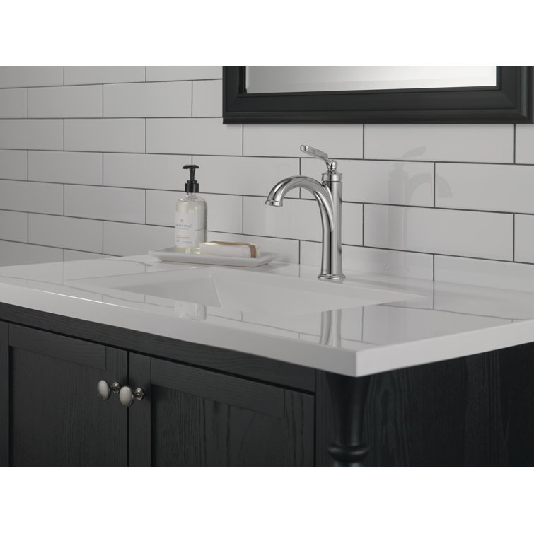 Chrome Single Handle Modern Bathroom Faucet with Drain Assembly
