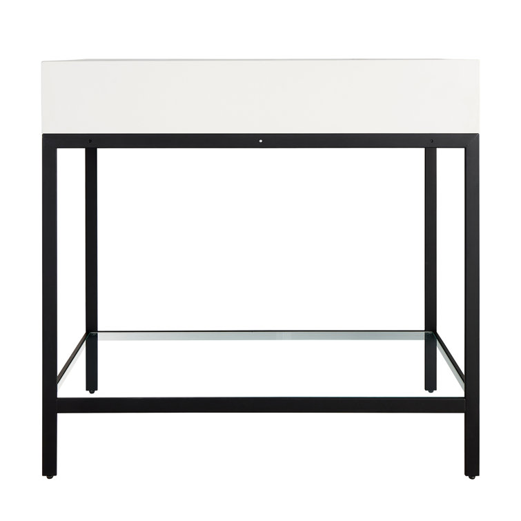 Ventura 36'' Matte Black and White Resin Console Sink